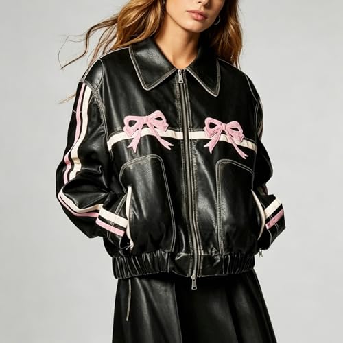 Veste en cuir synthétique style rétro aux finitions soignées - 2