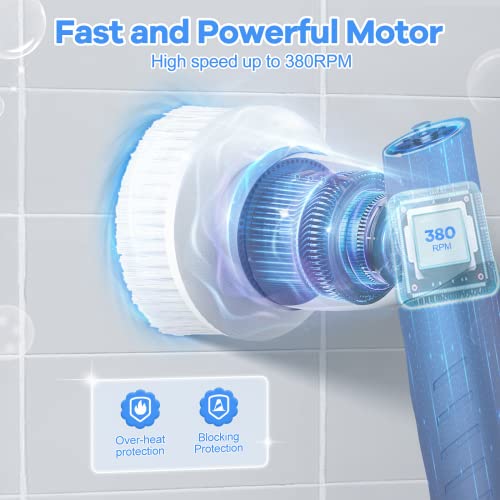Portable Electric Spin Scrubber,Power Cleaning Brush For Cleaning Bathroom,Shower Scrubber With 5 Brush Heads,Electric Cleaning Brush For Floor,Tile,Tub,Kitchen,Car #TOP1