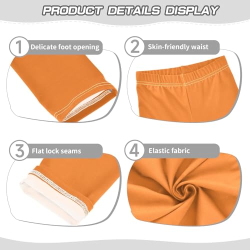 DOMIKING Safety Orange Girl's Leggings Pants Kids' Yoga Pants Stretchy Athletic Leggings Bottoms 4 Years3