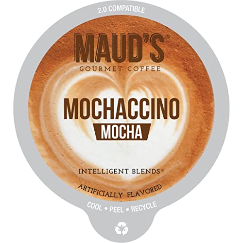 Maud's Chocolate Mocha Cappuccino Coffee (Mochaccino), 18Ct. Solar Energy Produced Recyclable Single Serve Dairy Free Coffee Pods 100% Arabica Coffee California Roasted, Kcup Compatible #TOP3