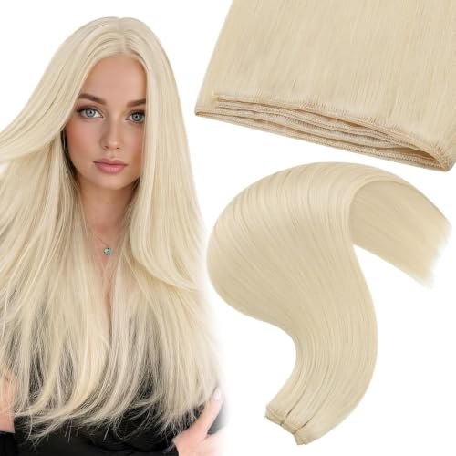 Moresoo Butterfly Weft Extensions Human Hair, Light Blonde