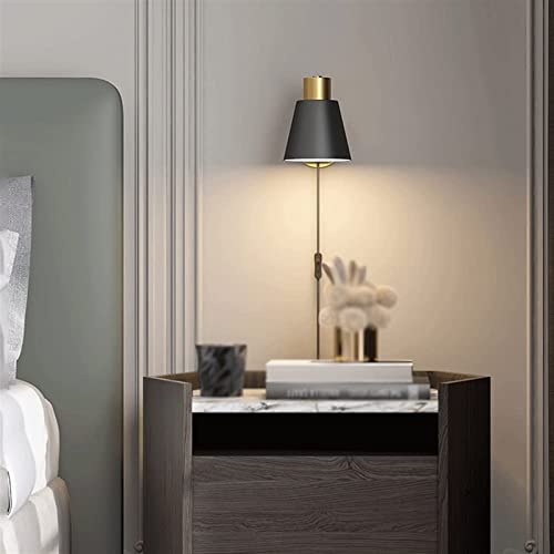 Aplique de pared negro moderno con enchufe regulable para lectura en el dormitorio 3