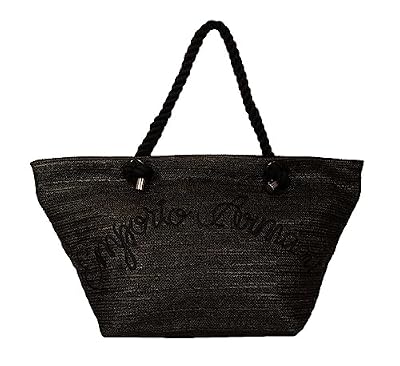 Emporio Armani Borsa mare spiaggia tempo libero in raffia articolo 231792 3R922 bag beachwear - cm.61 x cm.33 x cm.31 (circa), 00020 Nero - Black, Taglia unica