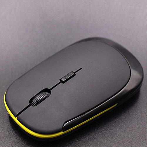 Souris sans fil ultra-mince jaune avec transmission 2,4 G haute précision