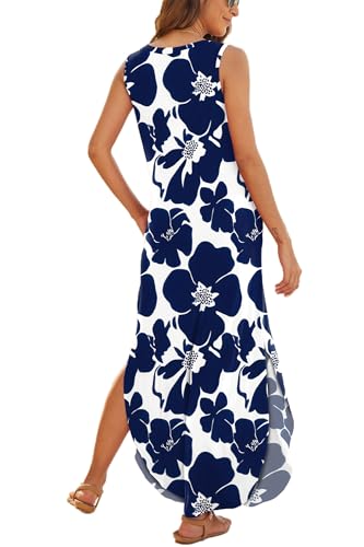 Image of Hount Women's Casual Summer Sleeveless Dress Loose Split Maxi Dresses with Pockets