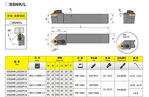 Portaherramientas externo MSSNR 3232P12 para torno CNC miniatura 6
