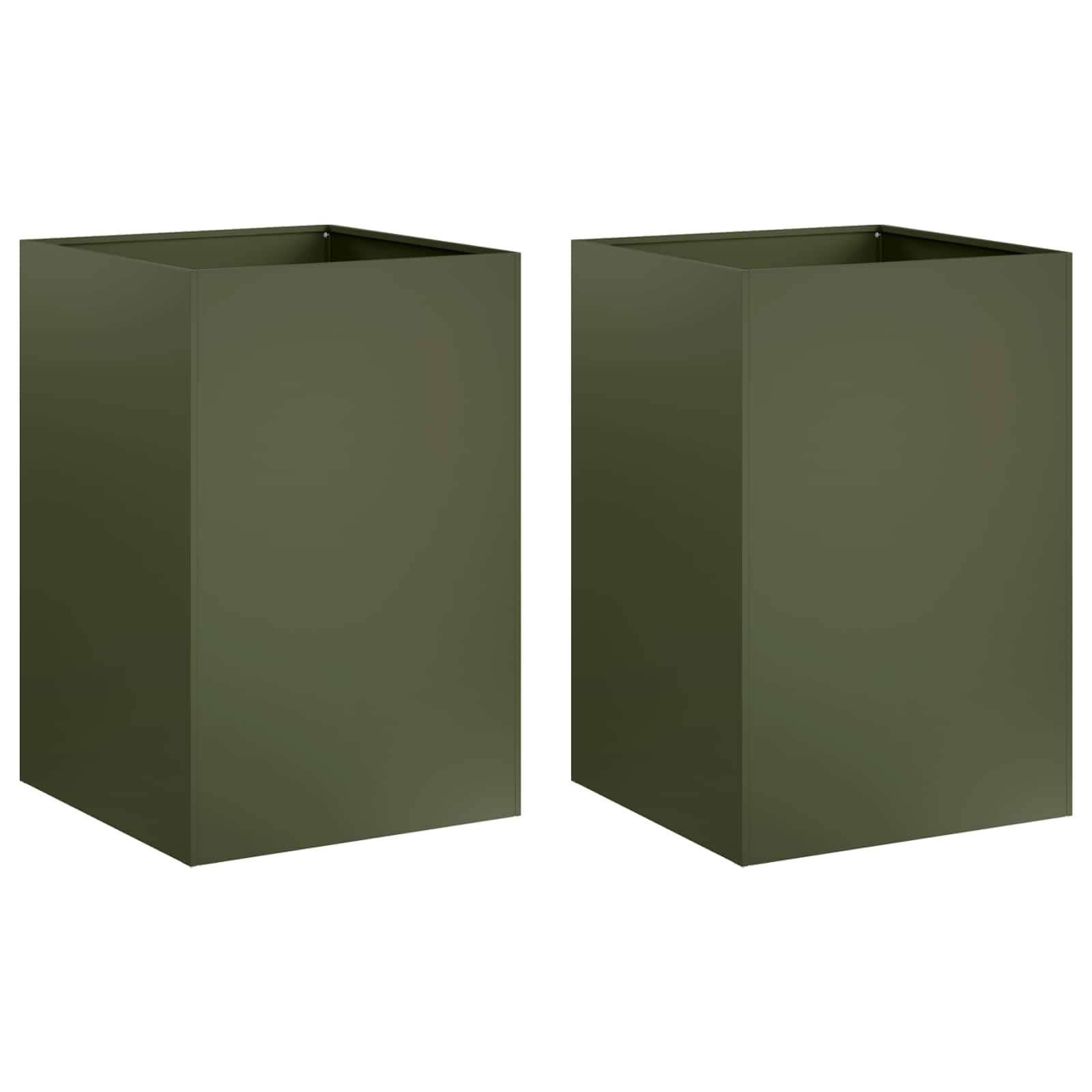 vidaXL Garden Planter 2 pcs Olive Green 50 x 50 x 75 cm