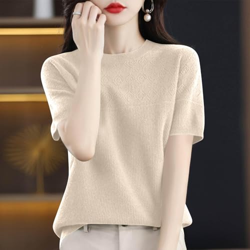 Womens Sweater Crew Neck Clothing Short Sleeve Plain Knit Pullover - image 2