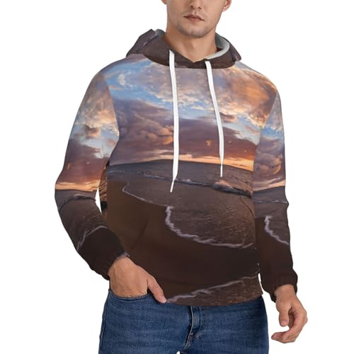 Sweat à capuche en polaire hommes imprimé coucher de soleil pour prolonger l'ambiance des vacances