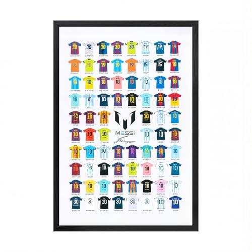 Mofesun Football Jersey Collection Framed Poster Wall Art Football PosterSoccer PosterWall Decoration For Boys Bedroom Football Fan Must Have (Black frame 8 x 10)