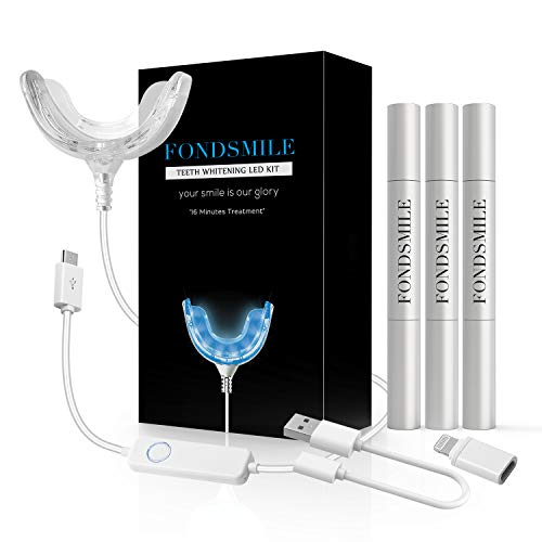 Teeth Whitening Kit,At-Home Teeth Whitener System Without Sensitive,16-LED Whiten Accelarator Light,35% Hydrogen Peroxide Whitening Pens,Teeth Whiten Tray with iPhone/Android/USB Adapter for Home Use