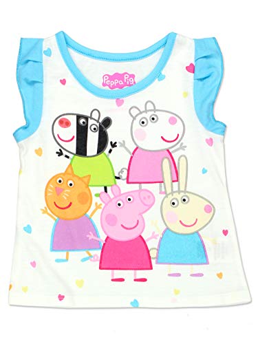Peppa Pig Girls Toddler Soft Polyester Short Sleeve Pajamas (4T, Short Sleeve Blue)3