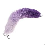 38cm Fuchsschwanz Schlüsselanhänger Fashion Farbverlauf Taschenanhänger künstlich Fuchsschweif Weich Schweifanhänger mit Schlüsselring und Karabiner (Lila)