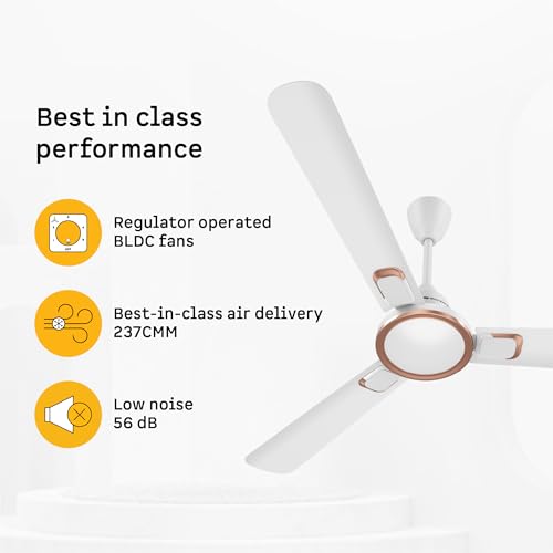 Image of atomberg Erica Signature 1230mm BLDC Ceiling Fan | | Regulator Operated | Advance air+ technology | BEE rated 5 star | Low noise operation | 3 Years Warranty (Gloss White)