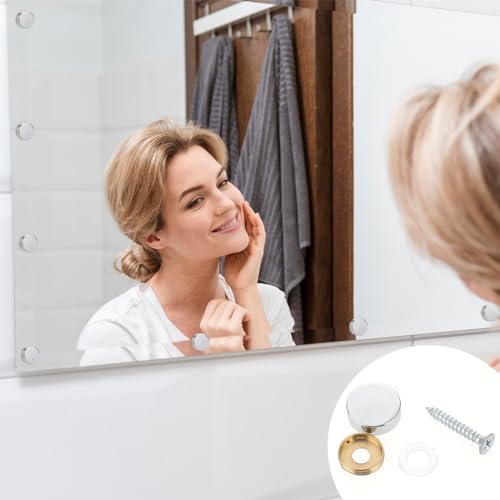 20 Stück 16 mm Spiegelschrauben Panelschrauben, Edelstahl Zierschrauben Dekorative Spiegel Schrauben mit Schraubenkappe, Silber Spiegelschrauben Chrom für Teetischen Kleiderschränken Spiegeltische