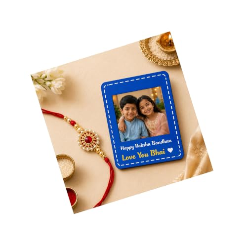 Image of PRINT BHARAT Rakhi for Brother with Coaster, Kumkum & Chawal | Traditional Beaded Thread Rakhi with Royal Kalai Thread | Raksha Bandhan Gift Hamper