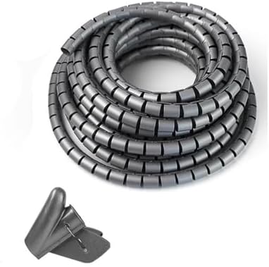 Spiral Cable Wrap, Spiral Wrap Sleeve 8-22mm ID 10 Meter Multicolor Wire Cable Organizer and Protector(Grey,16mm x 10 Meter)