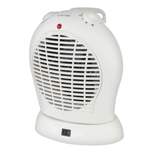 Igenix 2kW Upright Oscillating Fan Heater – 2 Heat Settings, Adjustable Thermostat, Overheat Protection, Tip Over Switch, Carry Handle, Power Indicator Light – White