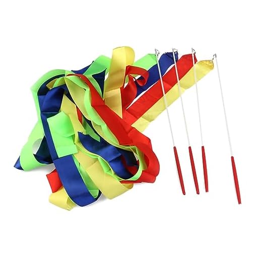 BESPORTBLE 4 Uds Cinta Rítmica Cinta con Mango De Madera Cintas con Mango De Madera Cinta De Gimnasia Cinta De 4 Metros