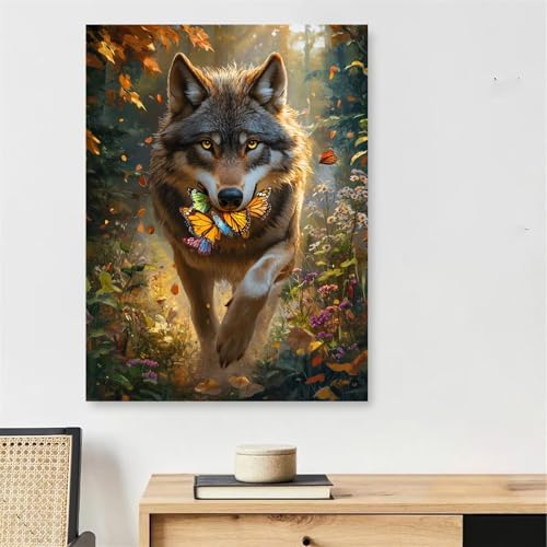 Peinture par numéro adulte papillon loup 100x160cm, le cadeau créatif idéal avec cadre