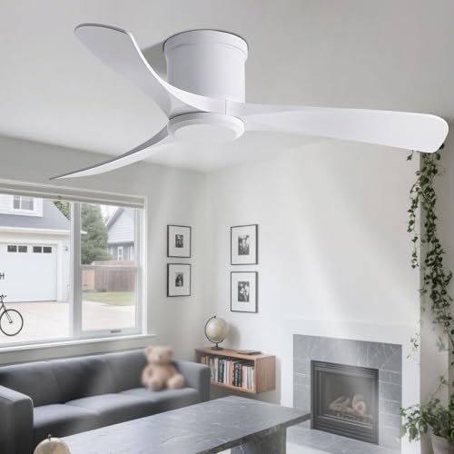 Ventilateur de plafond pour chambre sans lumière équipé d'une télécommande 6 vitesses