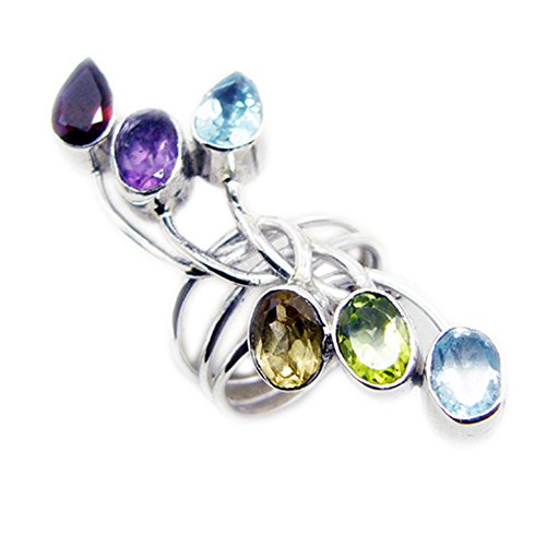 Argent 925 mixed pierres multiples bague anti-allergie mixte qui ne noircit pas la peau