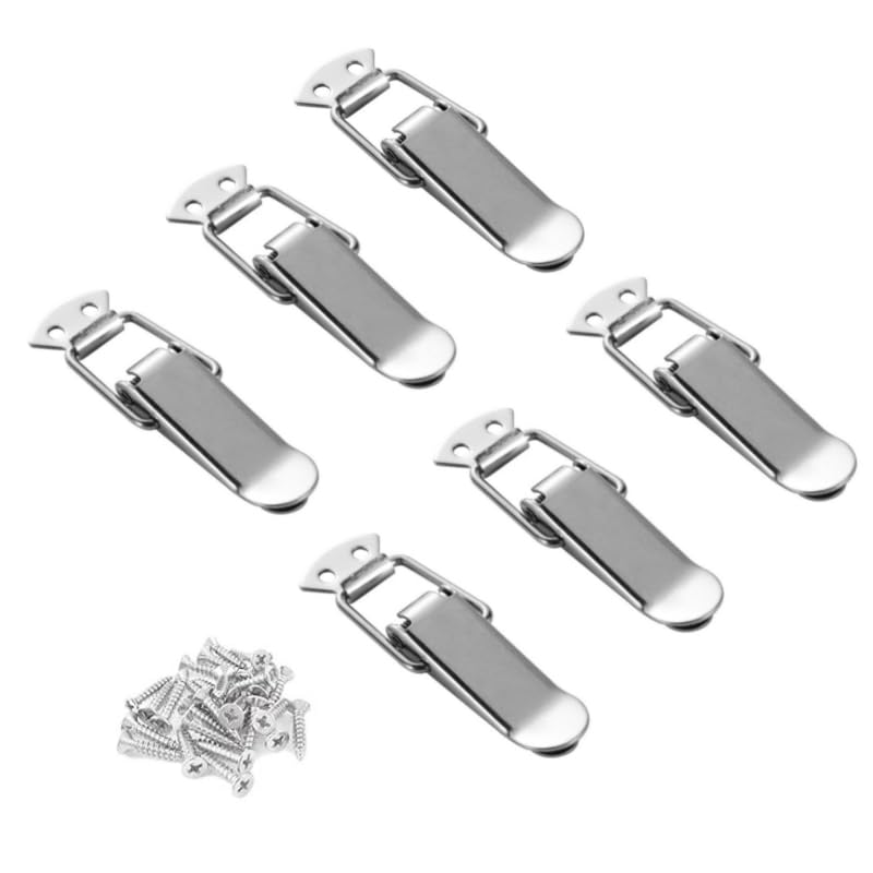 Latch, Stainless Steel Spring Loaded Toggle Latch, Silver Catch Hasp Clamp Clip Lock with for Cabinet, Wooden Case, Box (6 Pack)