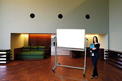 Luxor 36"W X 24"H Rolling Reversible Dry Erase Double-Sided Magnetic Whiteboard With Aluminum Frame And Marker Tray - Perfect For School, Classroom, Conference And Presentation #TOP6