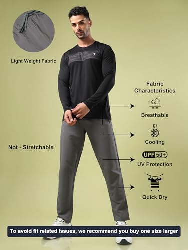 Image of TECHNOSPORT Mens Regular Fit Solid Woven Track Pant for Activewear, Regular Use and Quick Dry, (Non- Stretchable)