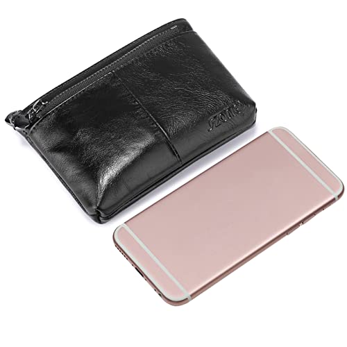S-Zone Women Genuine Leather Triple Zipper Small Wallet Change Coin Purse Holder #TOP4