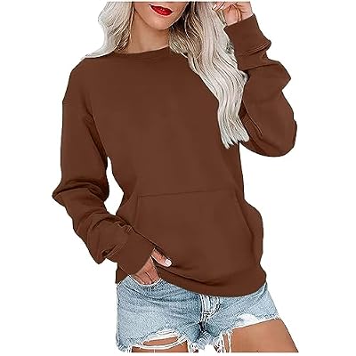 Zzalalana Women's Crewneck Sweatshirt Long Sleeve Pullover Tops with Pocket