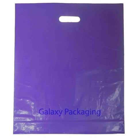 Purple Plain 15"x18" Plastic Patch Handle Fashion Bags (38cm x 46cm + 10cm) x 50 Bags Cover