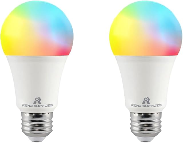 Reno Supplies Smart Light Bulbs, A19, 8W, RGBW Color Changing Light Bulbs with App Control, 800 LM, Voice Control, Works with Google Assistant, No Hub Required, Only Support 2.4G WiFi (Pack of 2)