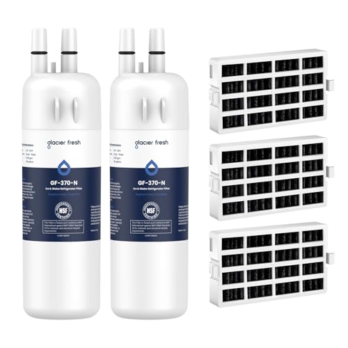 GLACIER FRESH EDR1RXD1 Refrigerator Water Filter Compatible with W10295370A, EDR1RXD1, WHR1RXD1, KAD1RXD1, Filter 1, W10295370 Refrigerator Water Filter & w10311524 Air Filter, 2+3 Packs Sta