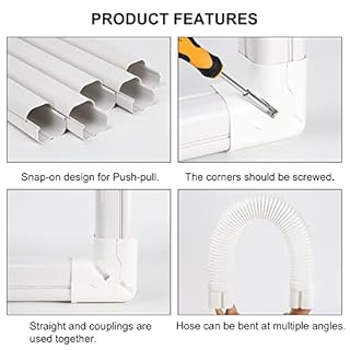 Kalkehay 3" W x 16.1Ft L PVC Decorative Refrigerant Line Set Cover Kit for Ductless Mini Split Air Conditioners, Central AC and Heat Pump Systems