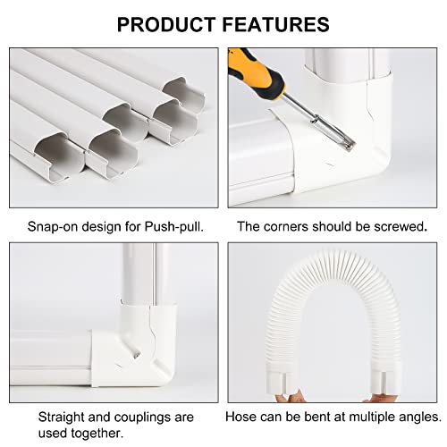Kalkehay 3" W X 16.1Ft L Line Set Cover Kit For Ductless Mini Split Air Conditioners, Pvc Decorative Cover For Central Ac And Heat Pump Systems Tubing Cover #TOP2