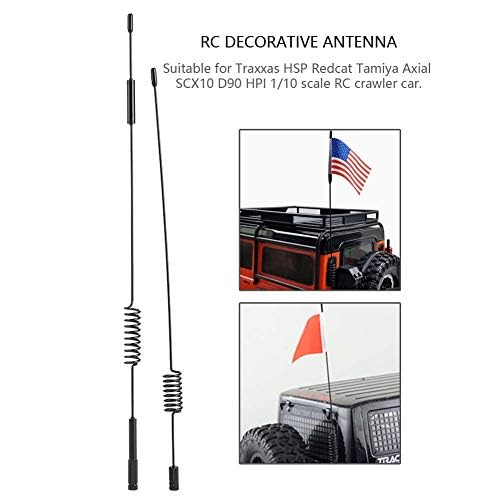 2 Pièces Antenne RC Métal Noir - Accessoires Décoration Simulation Réaliste Pour Traxxas TRX-4 RC Crawler 1/10