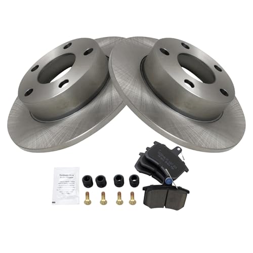 Image of TRQ Rear Brake Pad and Rotor Set Ceramic Solid Rotors 245mm Diameter Compatible with 1996-2002 Audi A4 Quattro 2002 S4