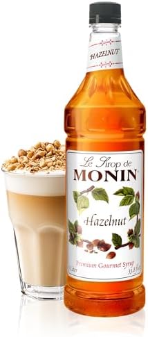 Monin Hazelnut Syrup for Drinks - Gluten Free - 1 liter / 33.8 fl oz