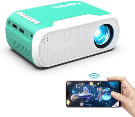 Mini Projector ksbaby Home Theater Portable Projector WIFI Support 1080P , Phone Can Connect to Movie Projector Wirelessly, Compatible with Smartphone/ Tablet/ Laptop/ TV Stick/ USB Drive