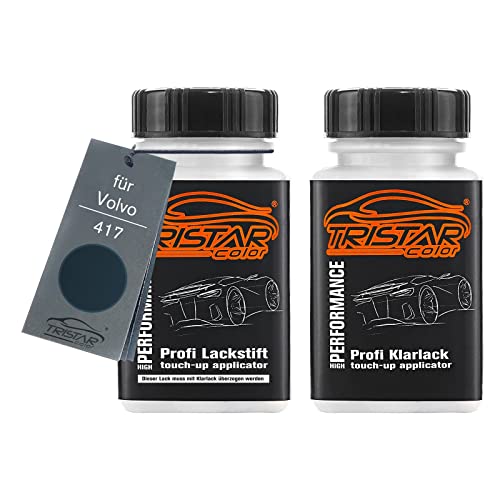 TRISTARcolor Autolack Lackstift Set für Volvo 417 Nautic Blue Perl/Dark Bleu Metallic Basislack Klarlack je 50ml
