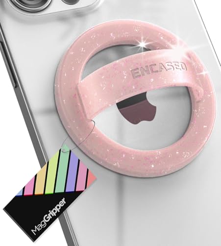 Encased Supporto magnetico per telefono (compatibile con MagSafe), sottile anello in silicone per iPhone, con glitter rosa
