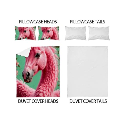 Housse de couette rose microfibre animaux land 3D fermeture éclair