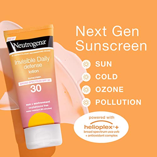 Neutrogena Invisible Daily Defense Sunscreen Lotion, Broad Spectrum Spf 30, Oxybenzone-Free & Water-Resistant, Sun & Environmental Aggressor Protection, Antioxidant Complex, 3.0 Fl. Oz #TOP1
