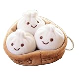 Shntig Adorable llavero de peluche con diseño de bollo al vapor Xiaolongbao, divertido y acogedor para amigos y familiares Xiaolongbao