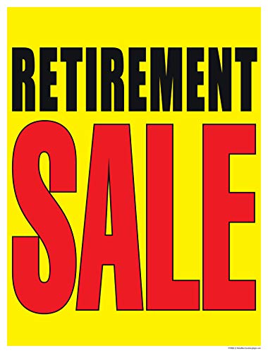 P70RES Retirement Sale Red Yellow Black Furniture Flooring Vinyl Window Sale Sign Posters Retail Business Store Signs Advertising (P70-38" x 50")