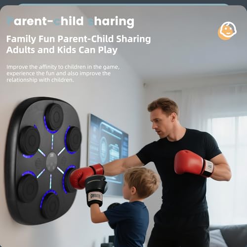 𝟐𝟎𝟐𝟓 𝐔𝐩𝐠𝐫𝐚𝐝𝐞𝐝 Music Boxing Machine for Adults and Kids, Wall Mounted Bluetooth Boxing Training Pad Equipment with Gloves, Punching Bag for Indoor Home, Office, Gym (Black) by PICKBEAU - Image 3