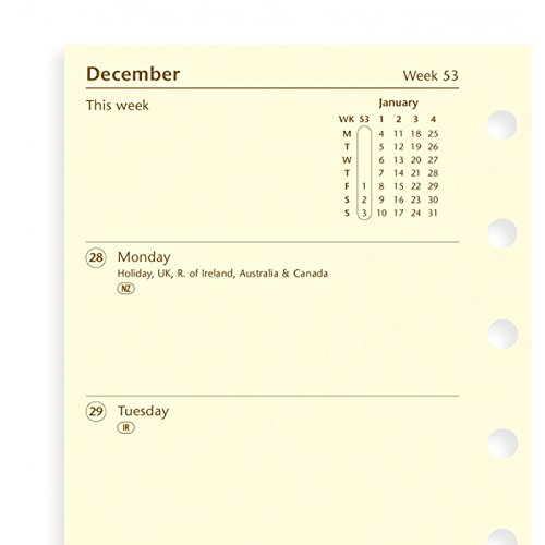 filoFax 68224-OS Refill for Year 2018 Pocket Week On Two Pages Diary in Cotton Cream