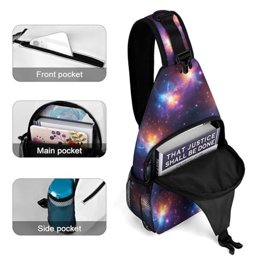 Fashion Day Pack Small Cross Body Backpack Sling Shoulder Bag Chest Bag For Men And Women Purple Galaxy4