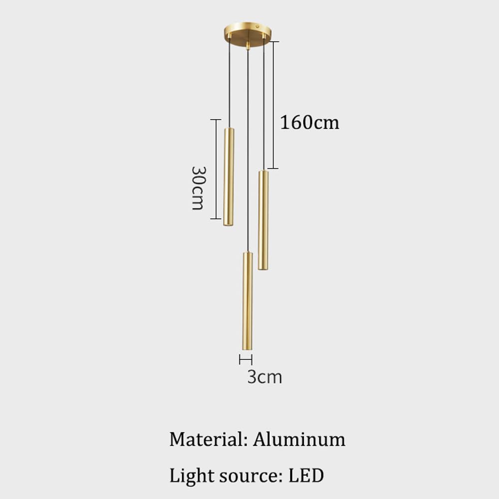 Lámpara colgante LED cilíndrica de 3 luces, lámpara lineal redonda, mini lámpara colgante de techo moderna de mediados de siglo, lámpara industrial vintage para dormitorio, comedor, mesa, pasi